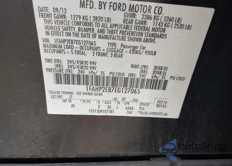 2014 Ford Taurus Sel from USA, damaged, VIN 1FAHP2E87EG127065